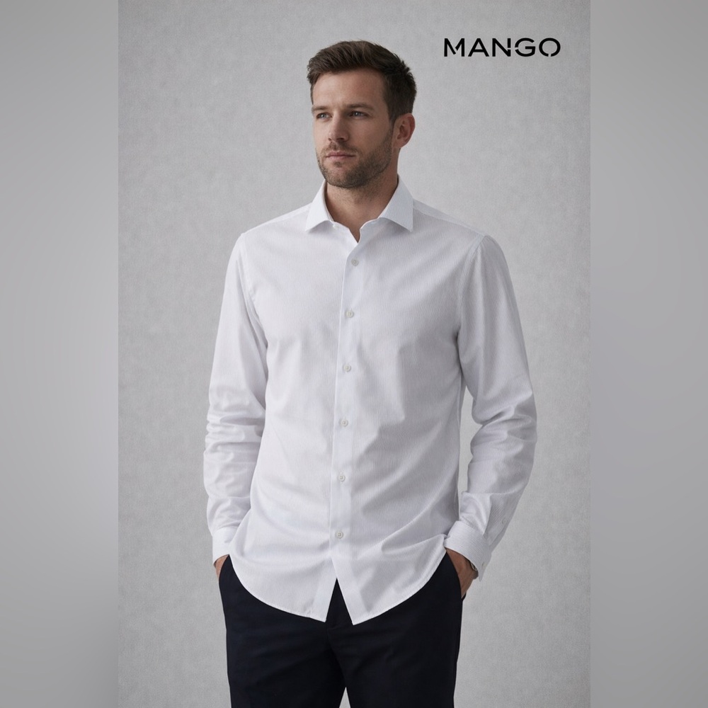 Mango Men's White Long-Sleeve Dress Shirt
BB13